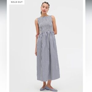 Hill House Blue and White Striped Midi Dress